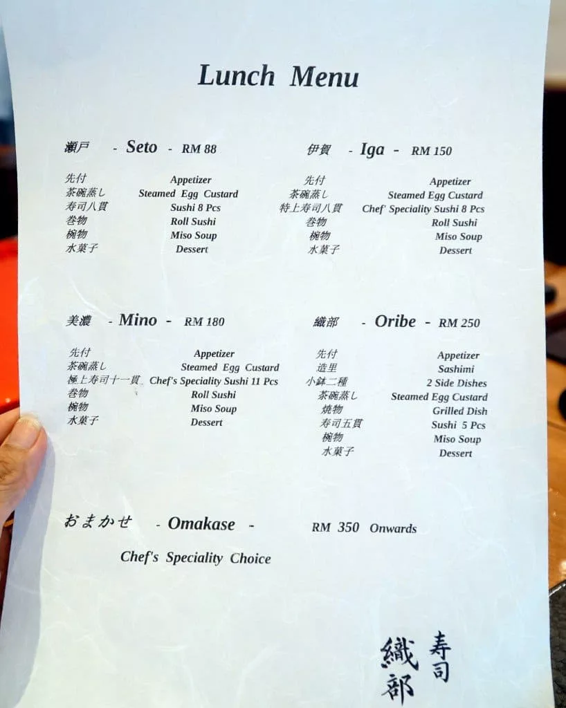 Oribe Japanese Restaurant Kl Omakase And Best Japanese Set Lunch Rebecca Saw
